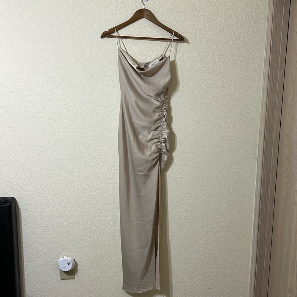 BHLDN Anthropologie Jennings Cowl Neck Ruched Satin Gown 0 NEW Formal Bridesmaid - Picture 2 of 8